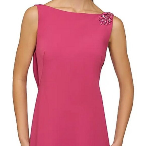 Kay Unger Pippa Berry Sorbet Pink Embellished Cowl Back Trumpet Gown - Picture 7 of 7